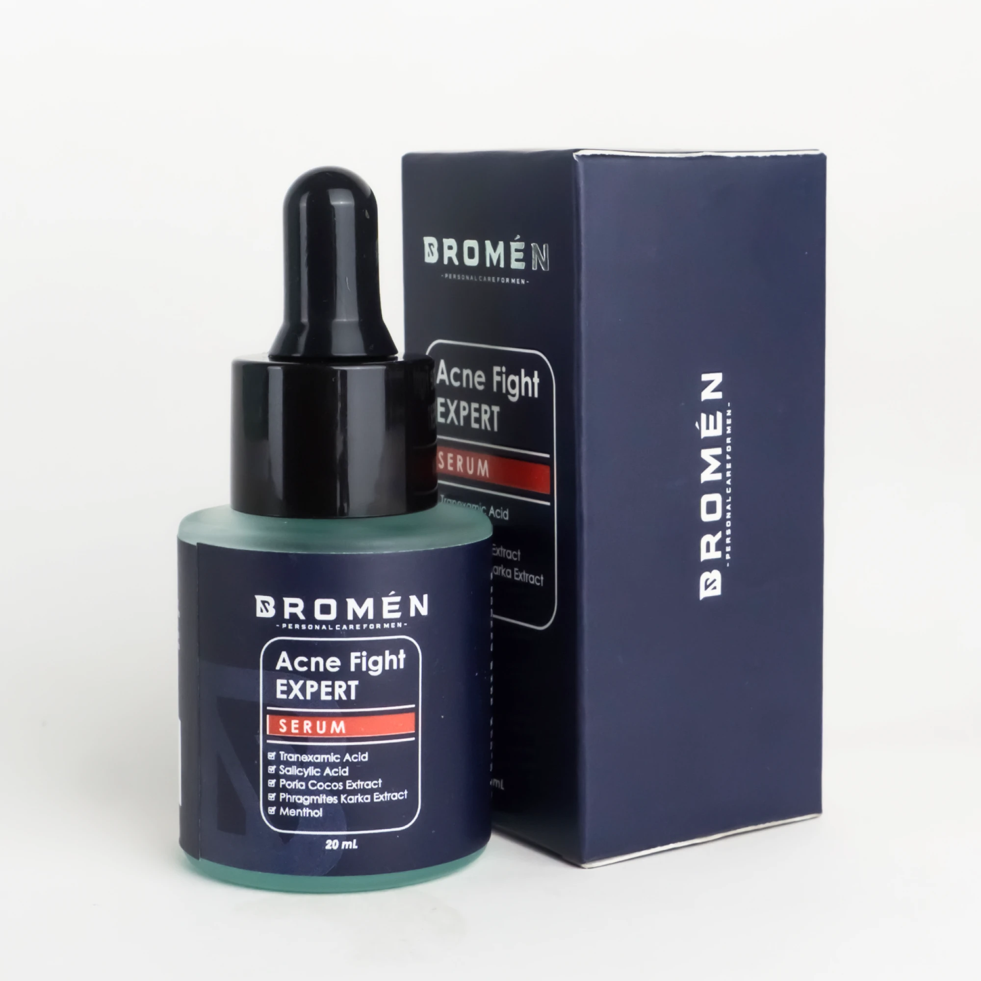 bromen acne fight expert serum closeup with box