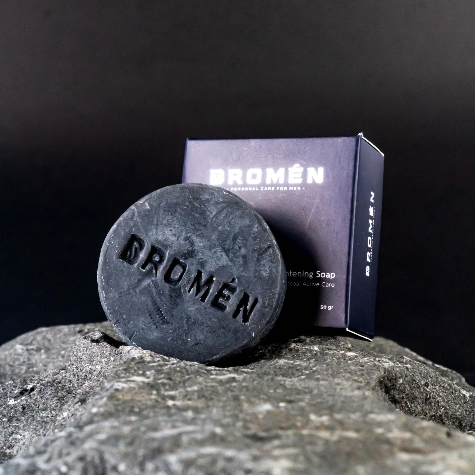 bromen brightening soap with dark background