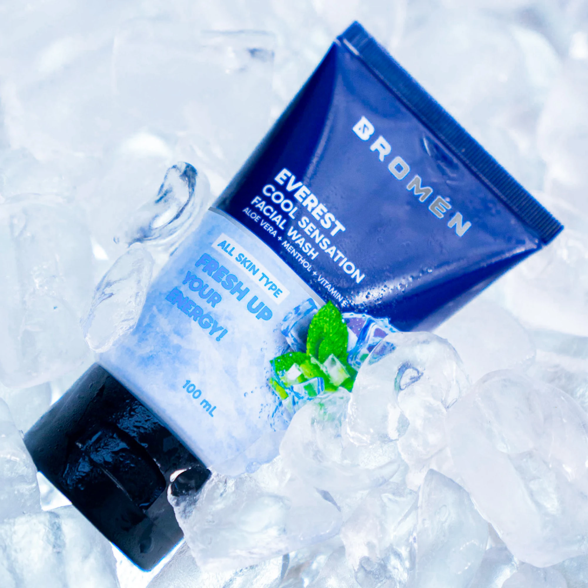 bromen everest cool sensation facial wash above ice cube