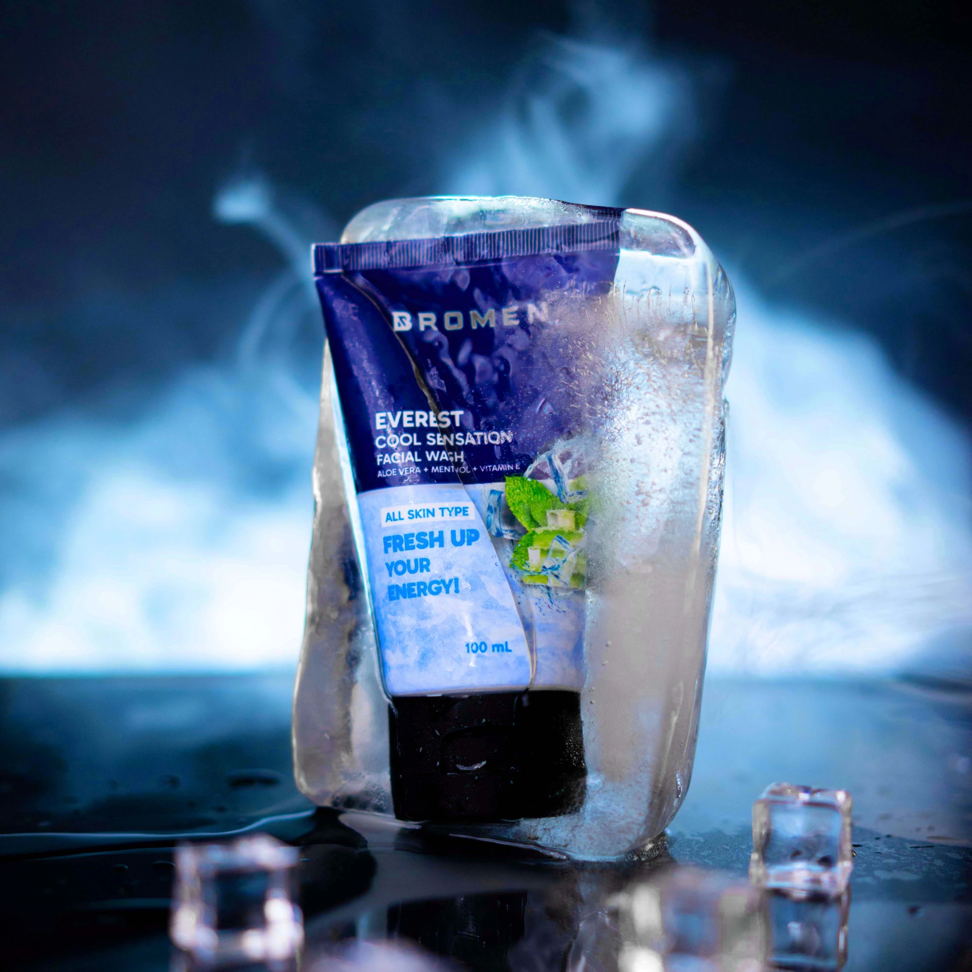 bromen everest cool sensation facial wash freezing inside ice