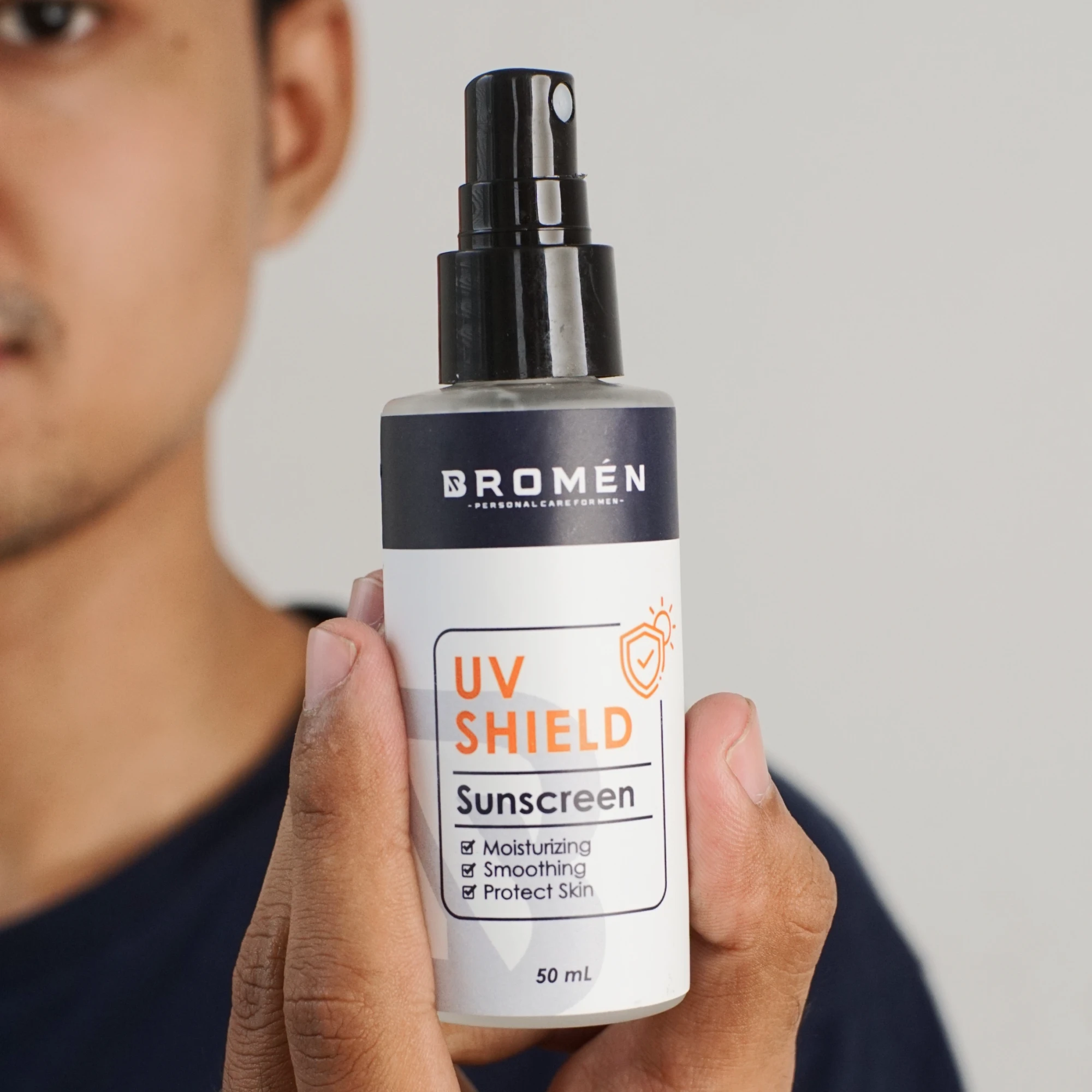 bromen uv sunscreen with model